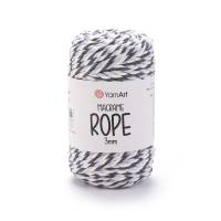 YarnArt Macrame Rope 3 mm 822 (черно-белый меланж)  